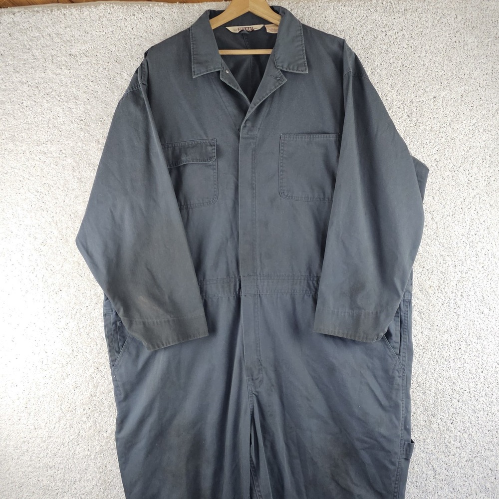 Vtg Big Mac Men Charcoal Grey Workwear Coveralls Bibs Jumpsuit Sz 3XL Utility